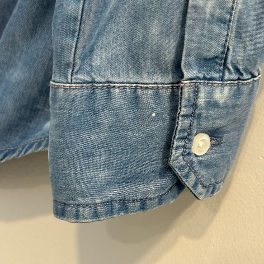 Up Cycled Tree Of Life Blue Denim Shirt - Picture 8 of 14